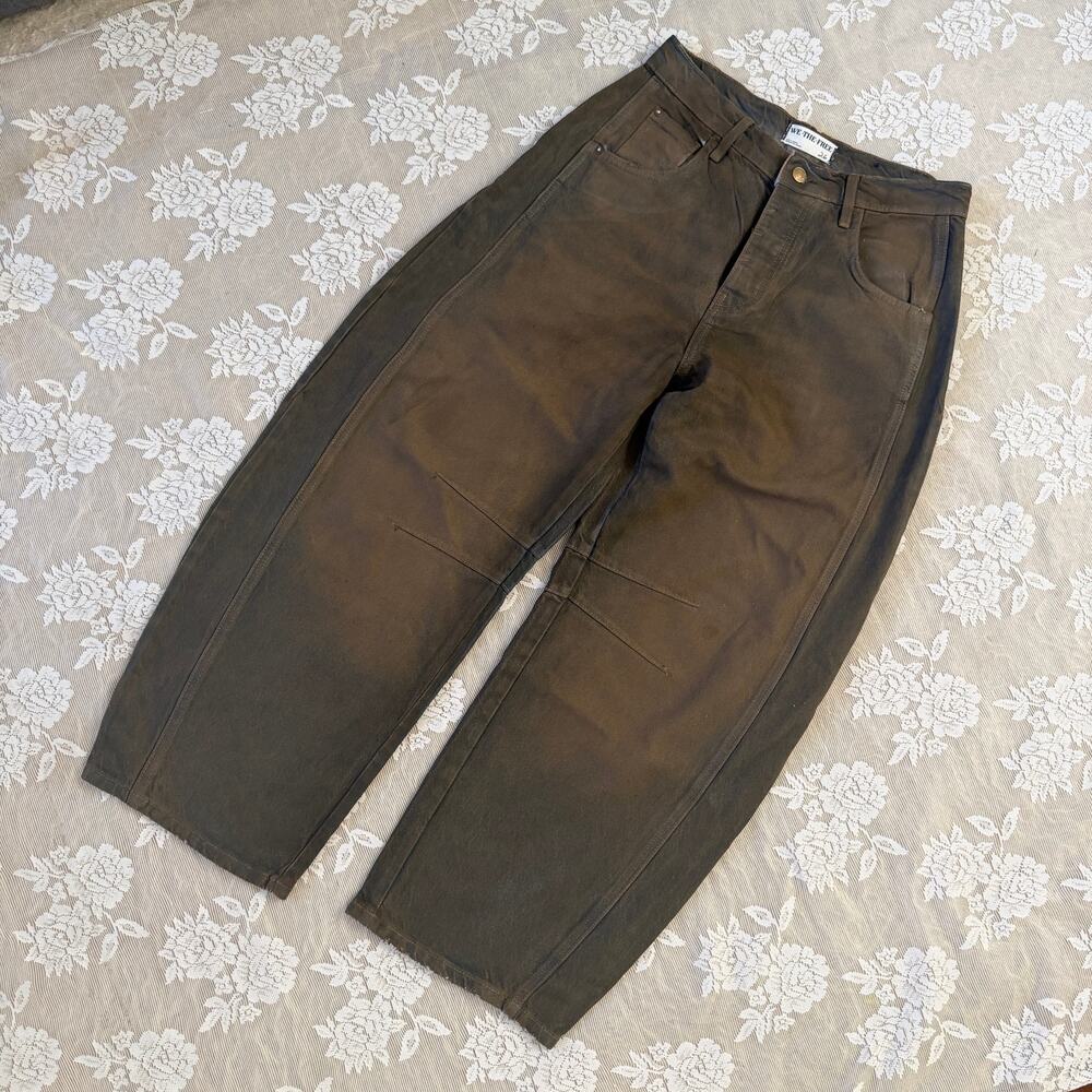 Free People We The Free Brown Barrel Leg Jeans Size 26